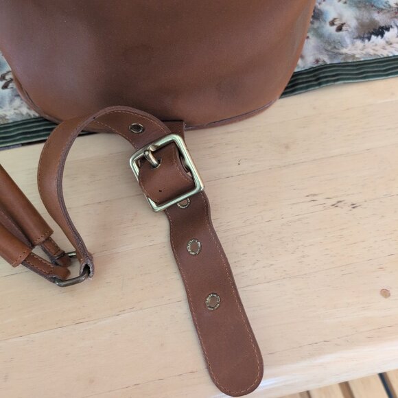 Coach Brown Leather Drawstring Bucket Bag with Over Shoulder Strap Vintage NWOT - Picture 4 of 11